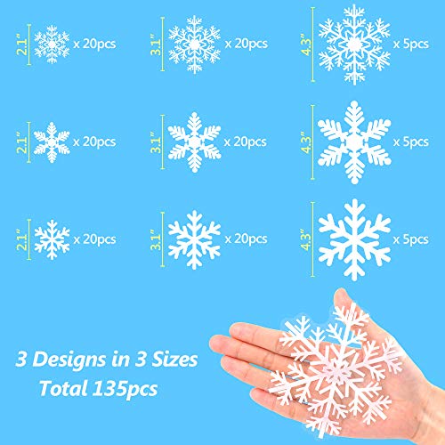 LUDILO 135Pcs Christmas Window Clings Snowflakes Window Decals Static Window Stickers for Christmas Decorations Window Décor Ornaments Xmas Party Supplies Thanksgiving Party Décor (5-Sheet) - Thumbnail 6