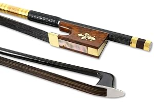 Vetimobato Braided Carbon Fiber Violin Bow 4/4 Full Size - Professional Mongolian Horsehair Violin Bow for Student & Adults - Durable & Lightweight Straight Model Violin Accessories(Black Bow Hair)