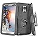Note 4 Case, Galaxy Note 4 Case, BENTOBEN Shockproof Heavy Duty Protection Hybrid Rugged Samsung Galaxy Note 4 Case Rubber Built-in Rotating Kickstand Belt Swivel Clip Holster Note 4 Case, Black