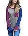 EMVANV Women's Soft Color Block Baseball Long Sleeve Pullover Tunic Top