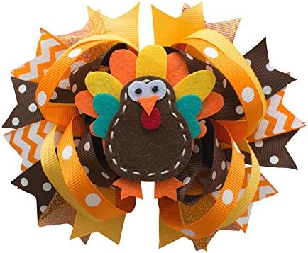 Thanksgiving Hair Bows For Girls Fall Girl Hair Bows (Turkey Hair Clip)