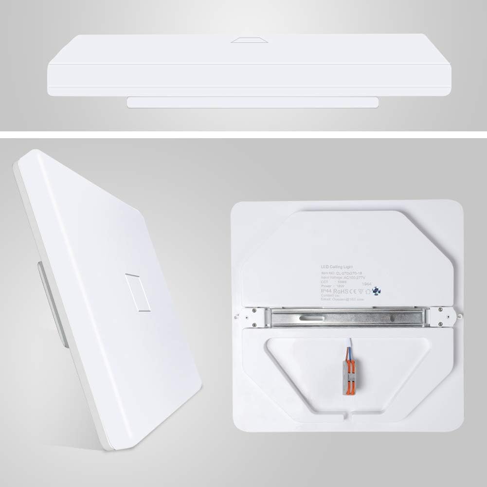 Airand 5000K LED Ceiling Light Flush Mount Ceiling Lamps 18W LED Ceiling Light Fixture,10.6 inch Square LED Light Fixture for Home & Office, Hallway with 180Pcs LED Chips, 1800LM, 80Ra+ (Cool White): Home Improvement