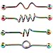 BodyJ4You 4PC Industrial Bar Earrings 14G Rainbow Steel 38mm Spiral Coil Wave Twisted Barbell Ear Cartilage Jewelry