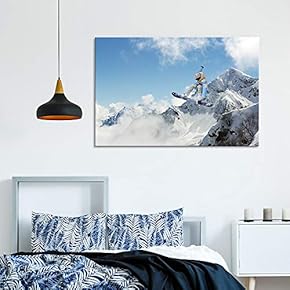 Canvas Wall Art for Living Room,Bedroom Home Artwork Paintings Snowboarding Ready to Hang - 12x18 inches