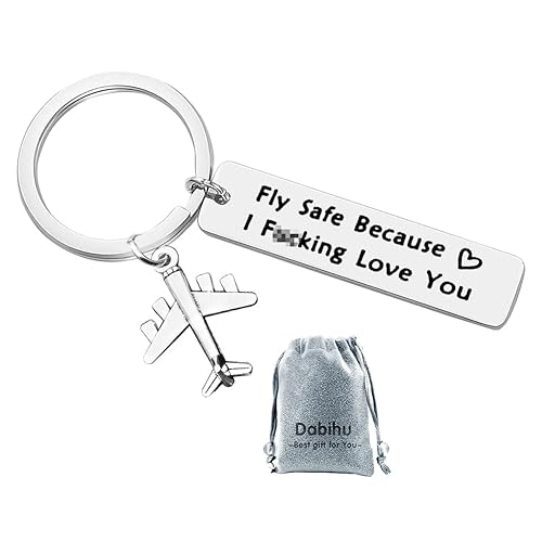 Couples Keychain Pilot Gift Fly Safe Because i Love You Flight