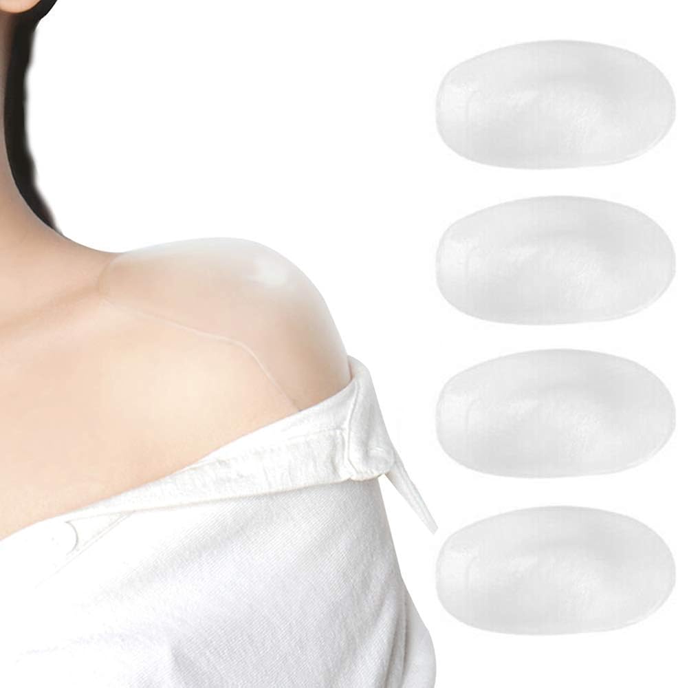 VEOIRXU Schulterpolster 2 Paar - Unsichtbare Silikon Polster Selbstklebend - Transparent & Hautfarben