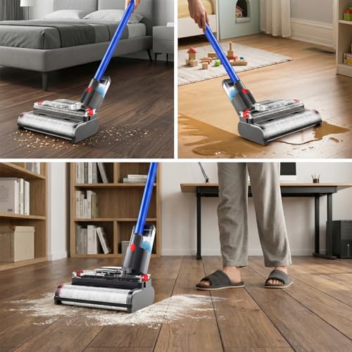 Traumheim Vacuum Cleaner Brush Set Compatible for Dyson V7/V8/V10/V11/V15, 2-IN-1 Electric Floor Brush with Tank for Clean and Dirty Water, Simultaneous Suction and Cleaning