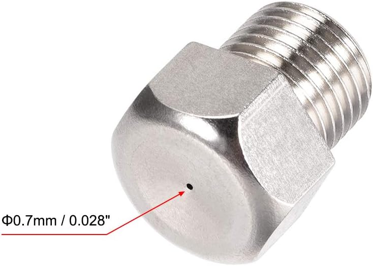 sourcing map G1/4 Mist Nozzle - 0.7mm Orifice Dia Brass Fine Atomizing Spray Tip, 1/4BSPT (0.7mm Orifice Dia) - Image 4
