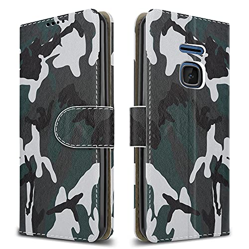 PIXFAB For Nokia 225 4G Leather Phone Case, Magnetic Closure Full Protection Book Folio Design, Wallet Case Cover [Card Slots] and [Kickstand] For Nokia 225 (4G) - Camouflage