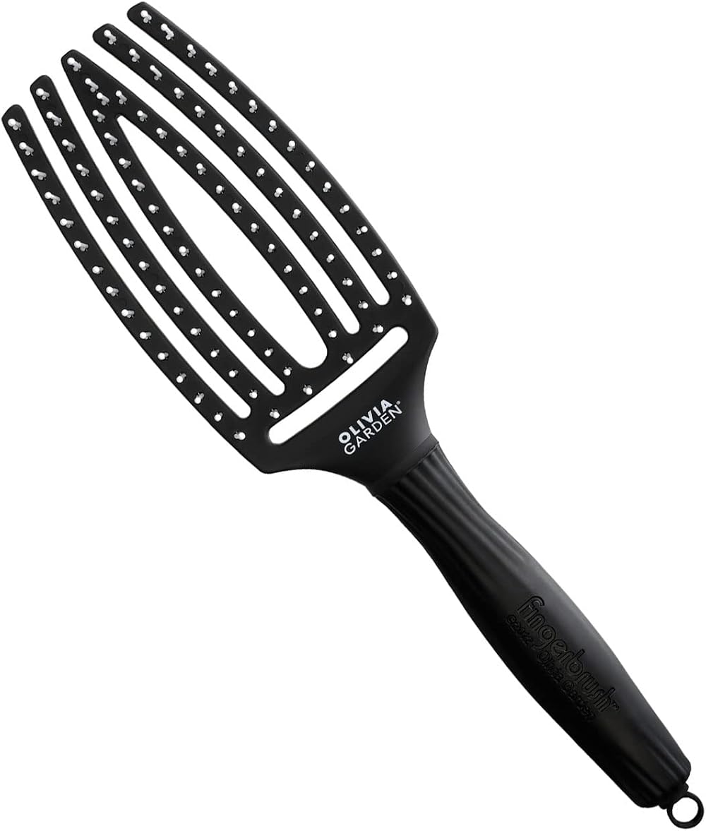 Olivia Garden Fingerbrush Ionised Nylon Bristles Medium Black