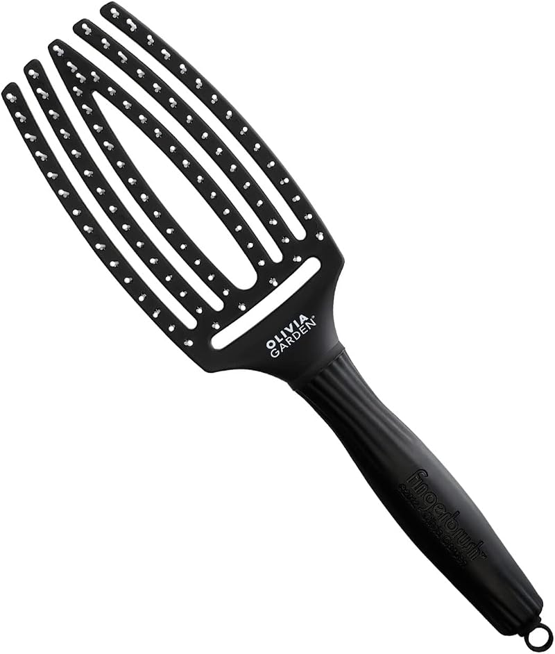 Olivia Garden Fingerbrush Ionised Nylon Bristles Medium Black
