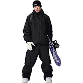 Mens Ski Suit Supper Baggy Snow Suit Waterproof Snowsuit Insulated Ski Jacket and Pant Set Loose fit Snowboarding Outfit