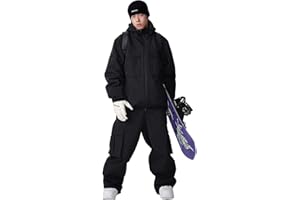 SNOWELVE Mens Ski Suit Supper Baggy Snow Suit Waterproof Snowsuit Insulated Ski Jacket and Pant Set Loose fit Snowboarding Outfit