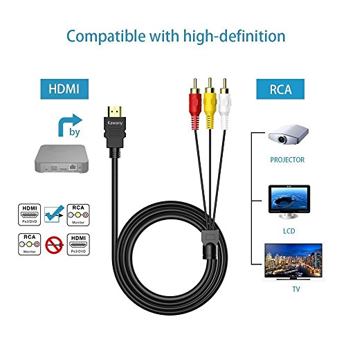 HDMI to RCA Cable, Qaoquda 5ft/1.5m HDMI Male To 3-RCA Video Audio AV Component Converter Adapter Cable For HDTV