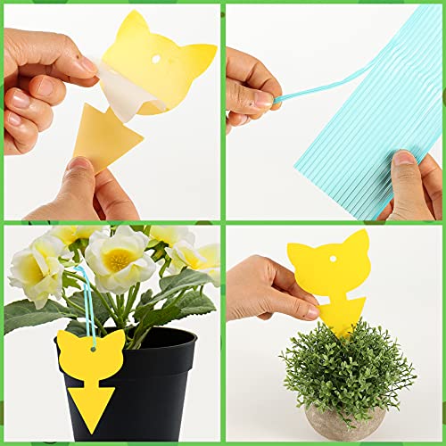 HAKACC Yellow papaer sticky Fly Traps,40PCS Dual-Sided Fruit Fly Sticky Board for Home Use Indoor Outdoor Plant Multiple Insect