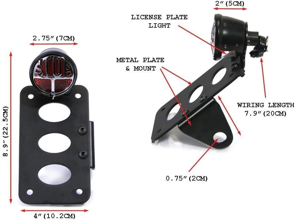 Alchemy Parts Motorbike Tail light with Number Plate Holder License Plate LED Axle fit - Side Mount (Style 12130) - Image 3