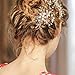 FAYBOX Wedding Bridal Golden Floral Hair Clips With Bling Rhinestone Prom Accessories Decoration D