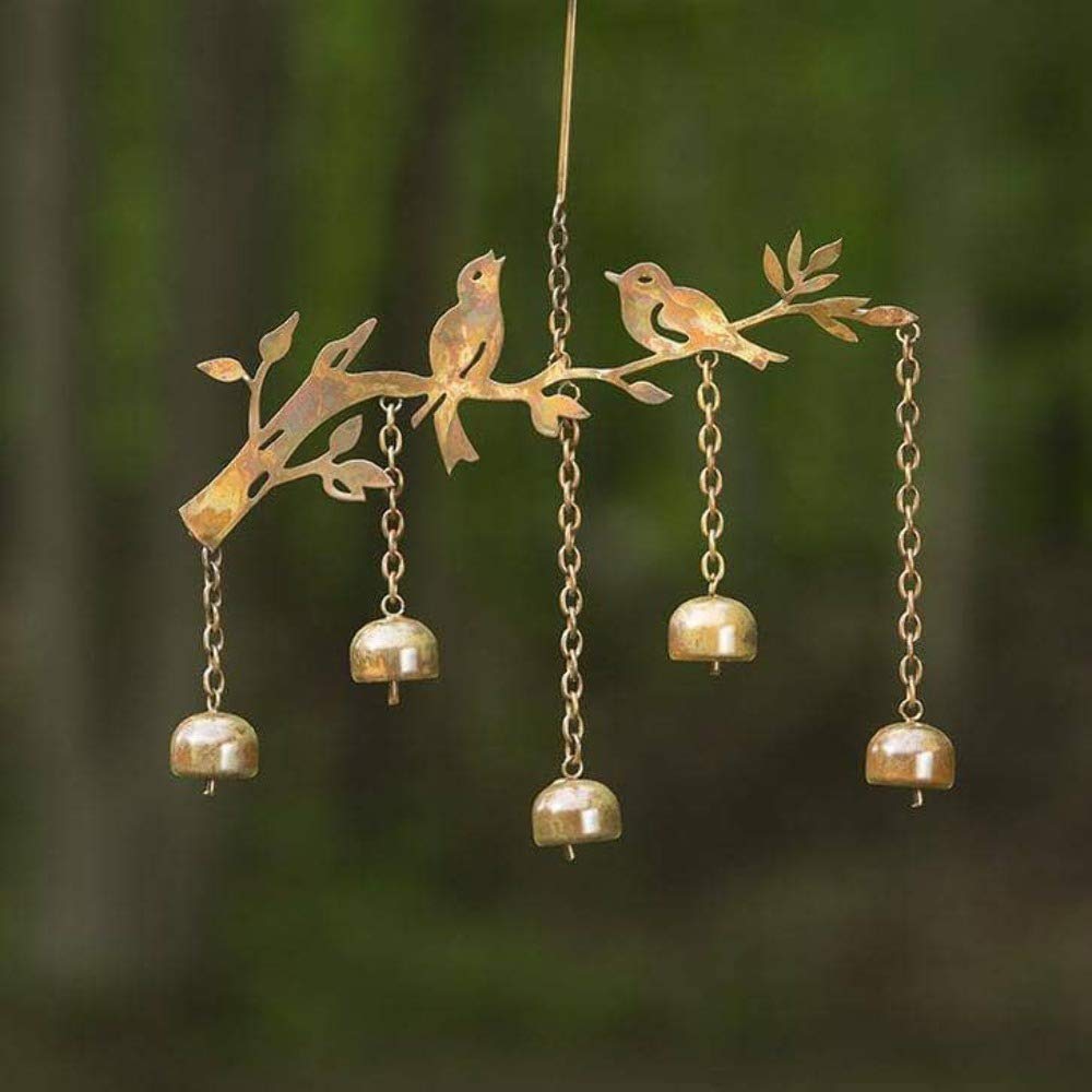 Ancient Graffiti Birds w/Bells Wind Chime, steel, Multicolor