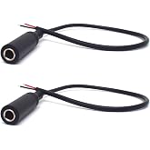 2pcs 6.35mm Mono Female Bare Wire Audio Pigtail Cord 1FT for Speaker Guitar | 1/4 Inch 6.35mm Jack, 0.3M 2 Wire Open End Pigtail Cable, 2 Pole Mono Connector for Audio Equipment, Guitar Amp, DIY Speaker