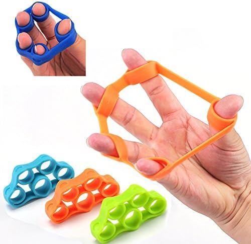 Finger Trainer Hand Grip Strengthener, Hemons Resistance Bands for Forearm Exercise Guitar Finger Strengtheners and Rock Climbing Grips Workout 3PCS (#2)