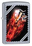 Zippo Skull and Flames Pocket Lighter, Street Chrome