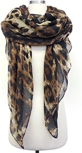 Heart Leopard Thin Scarf (All Colors Available) (Black)