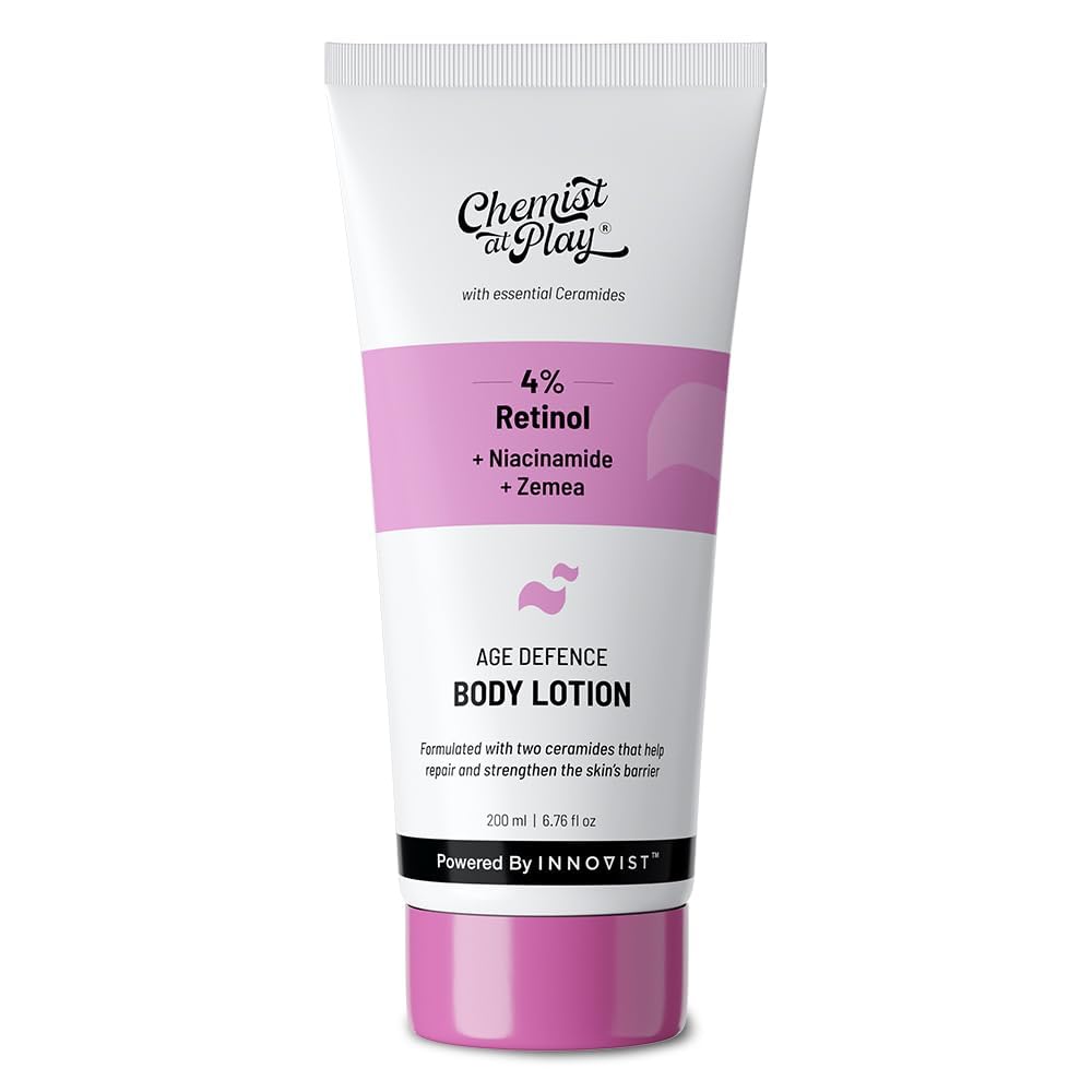 Chemist at Play Anti-Aging Body Lotion with 4% Retinol, Niacinamide & Zemea | Skin Brightening Lotion | Body Lotion for Dry & Oily Skin | Fights Visible Signs Of Aging | Nourshes Skin 200ml