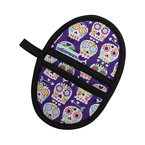 Purple Sugar Skulls Mini Oven Mitt - Handmade