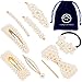 Pearl Hair Clips Accessories for Women - Set of 9 Cute Pieces Hair Clip Pins Bows Head Bands Barrettes with Pearls Ties Hair for Girls Braid Urban Styling Party Wedding Dresses Valentine’s Day Gifts