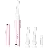 OLOV slim Facial Hair Removal for Women, Painless Eyebrow Trimmer with Pivoting Head, Electric Battery Operated Body Hair Remover with 2 Replaceable Blade for Face Neck Chin Bikini, Pink