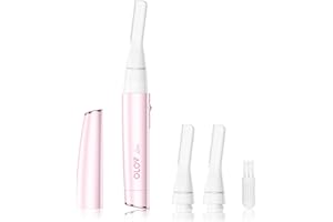 OLOV slim Facial Hair Removal for Women, Painless Eyebrow Trimmer with Pivoting Head, Electric Battery Operated Body Hair Remover with 2 Replaceable Blade for Face Neck Chin Bikini, Pink