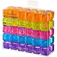 COIZYZZL Reusable Ice Cubes - Quick Freeze Clear Plastic Square Ice cubes With Resealable Bag Pack Of 30/60 (60, Multicolor)