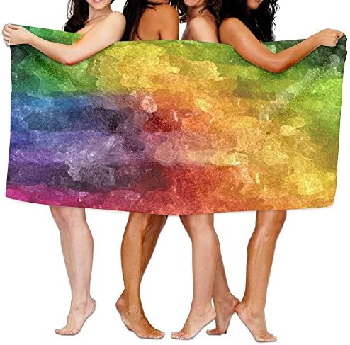 Jcqz Towel 31.50in X 51.18in Family Big Bath Towel Beach Blanket Beach Towels Abstract Rainbow Watercolor Printed Washcloths Super Absorbent Body Wrap Pool Towel