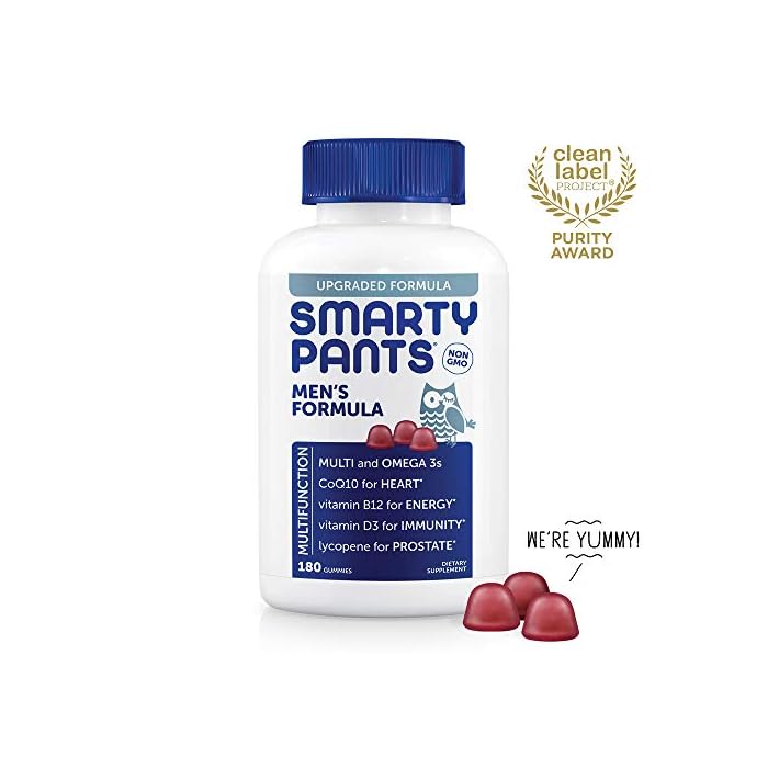 SmartyPants Men's Formula, Daily Multivitamin for Men: Vitamins C, D3, Zinc, Omega 3, CoQ10, & B12 for Immune Support…