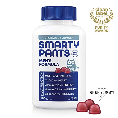 SmartyPants Men's Formula Daily Gummy Vitamins: Gluten Free, Multivitamin & Omega 3 Fish Oil (DHA/EPA), Methyl B12, Vitamin D3, Vitamin B6, 180 Count (30 Day Supply) - Packaging May Vary