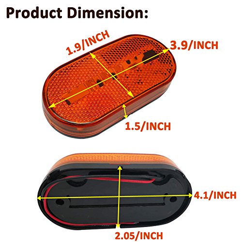 NEW SUN 2x Amber 10 LED Trailer Marker Lights Side Front Rear Clearance Lights 4" x2” Rectangle LED Lights - Thumbnail 5