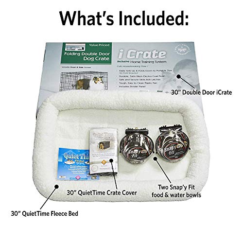 iCrate Dog Crate Starter Kit 30Inch Dog Crate Kit Ideal for Medium Dog Breeds (weighing 26