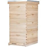 BEEINN Bee Hive Boxes 10 Frame Langstroth Beehive,Complete Beehive Kit Includes 2 Deep Brood Bee Hives Box, 2 Medium Super Bee Box with Beehive Frames and Foundation