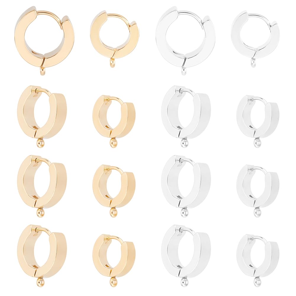 DICOSMETIC 24Pcs Huggie Hoop Earrings 24K Gold Plated Huggie Earring with Loop Stainless Steel Leverback Earring Findings French Hook Earwire Drop Dangle Earrings for DIY Earring Jewelry Making