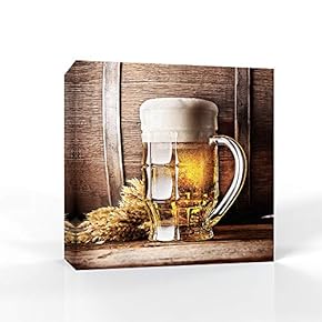 Canvas Wall Art Beer Pictures Home Wall Decorations for Bedroom Living Room Paintings Canvas Prints Framed - 12x12 inches