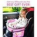 Autozon Kids Travel Tray for Girls Toddler Car Seat Travel Play Tray with Reinforced Solid Surface, Sturdy Side Walls and Removal Mesh Pockets, Seatbelt Pillow, Car Sticker, Autozon
