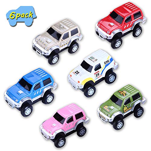 VINSOO Track Cars [6-Pack], Tours Race Car with Many Color for Glow Quickly Compatible with Most Tracks Best Gift for Boys and Girls
