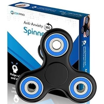 The Official Anti-Anxiety 360 Spinner with EBOOK [Titanium Alloy] Helps Focusing and Spins Over 4 Min - Fidget Toys [3D Figit] for Kids Stress Reduce ADHD Anxiety Steel Bearing (Black & Blue)