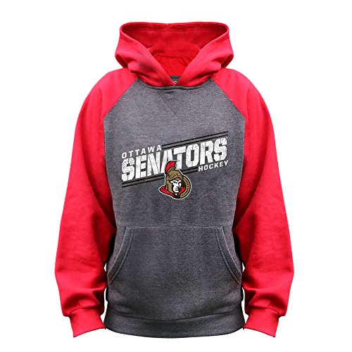 NHL Ottawa Senators Unisex French Terry Raglan Hood, CHARCOAL/Red, Large