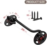 TOPYWMSP Hook and Eye Latch 8 Inch Stainless Steel Door Lock 2-Pack Black view 5