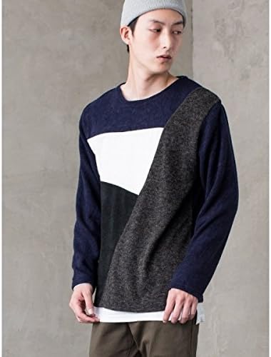 Amazon ウィゴー メンズ Wego ウィゴー Wego ジオメトリック切替えニットソー ネイビー L Tシャツ カットソー 通販