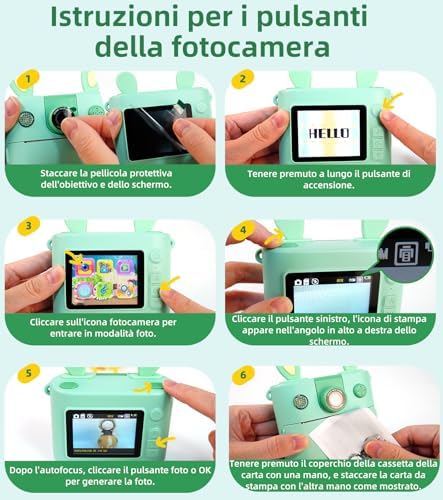 Macchina Fotografica Bambini Istantanea Fotocamera Digitale Stampa
