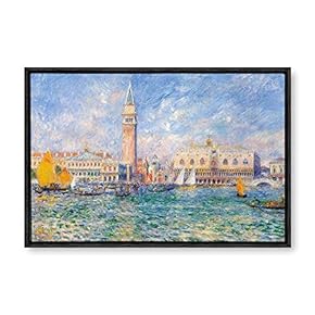 Framed Canvas Wall Art for Living Room, Bedroom La Grenouillere by Pierre-Auguste Renoir Canvas Prints for Modern Home Decoration Ready to Hang - 16"x24" inches