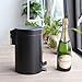 Fortune Candy Small Step Trash Can, Garbage Can with Lid, Trash Can for Bathroom / Limited Space (Black)
