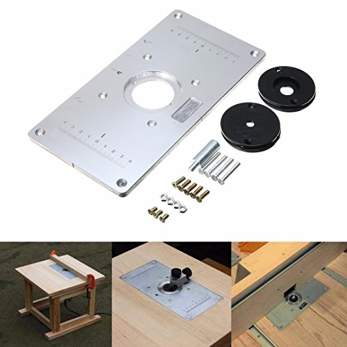 UTP Aluminum Metal Router Table Insert Plate with 4pcs Insert Rings for DIY Woodworking Tools